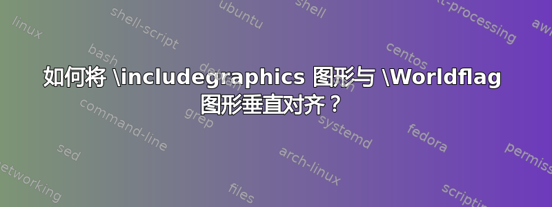 如何将 \includegraphics 图形与 \Worldflag 图形垂直对齐？