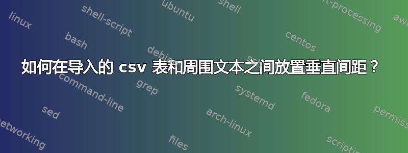 如何在导入的 csv 表和周围文本之间放置垂直间距？