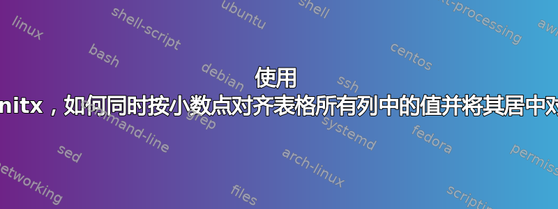 使用 siunitx，如何同时按小数点对齐表格所有列中的值并将其居中对齐