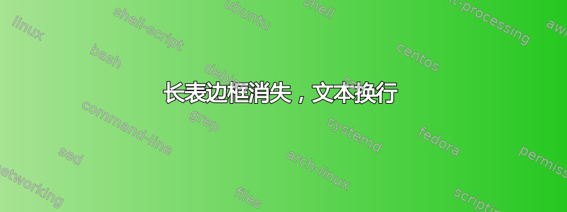 长表边框消失，文本换行