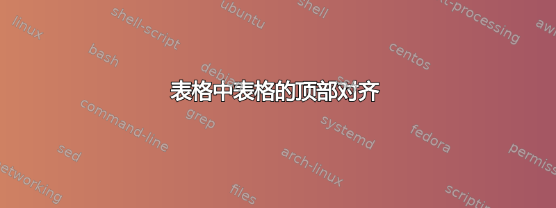 表格中表格的顶部对齐