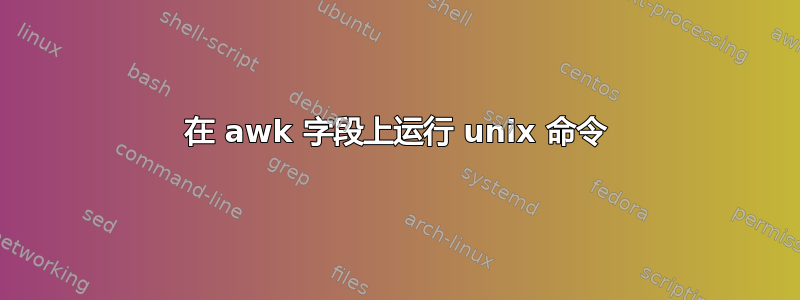 在 awk 字段上运行 unix 命令