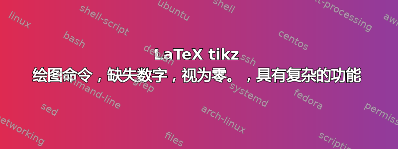 LaTeX tikz 绘图命令，缺失数字，视为零。，具有复杂的功能