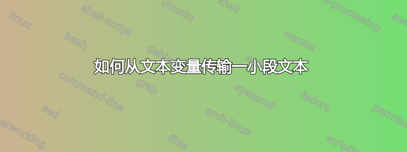 如何从文本变量传输一小段文本