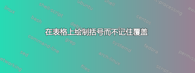 在表格上绘制括号而不记住覆盖