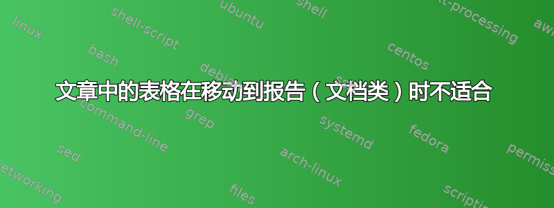 文章中的表格在移动到报告（文档类）时不适合