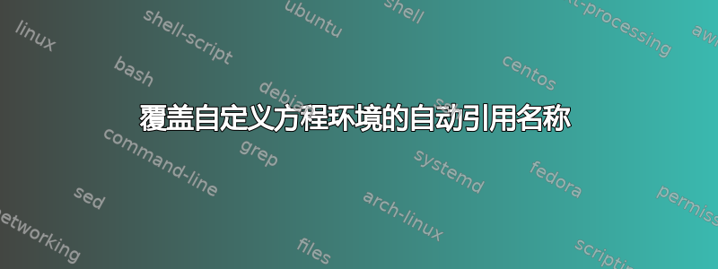 覆盖自定义方程环境的自动引用名称