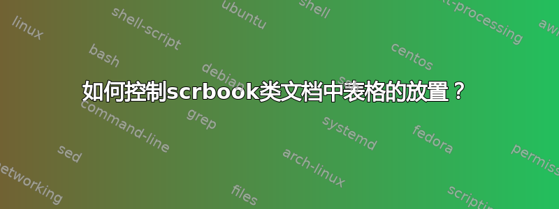 如何控制scrbook类文档中表格的放置？