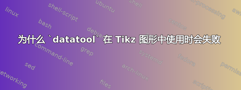 为什么 `datatool` 在 Tikz 图形中使用时会失败