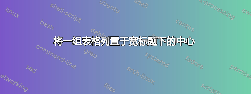 将一组表格列置于宽标题下的中心