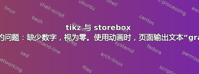 tikz 与 storebox 结合时出现的问题：缺少数字，视为零。使用动画时，页面输出文本“graphicx”，