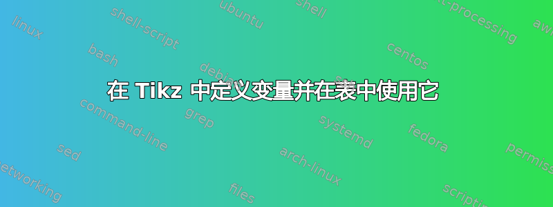 在 Tikz 中定义变量并在表中使用它