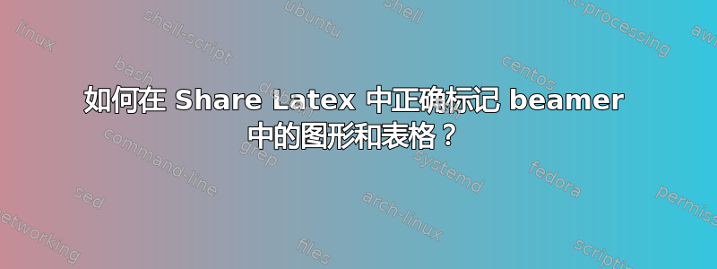 如何在 Share Latex 中正确标记 beamer 中的图形和表格？