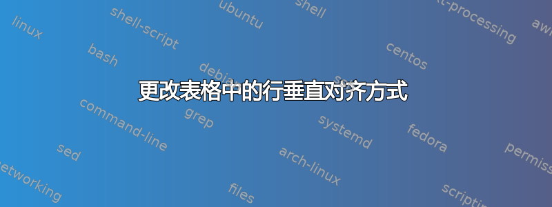 更改表格中的行垂直对齐方式