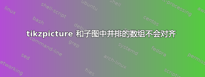 tikzpicture 和子图中并排的数组不会对齐