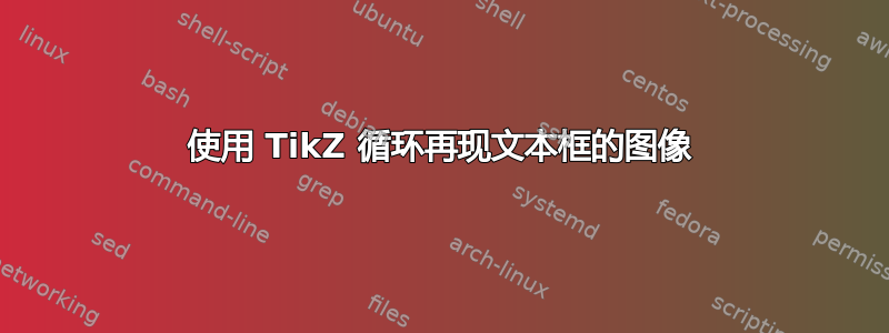 使用 TikZ 循环再现文本框的图像