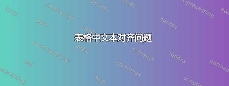 表格中文本对齐问题