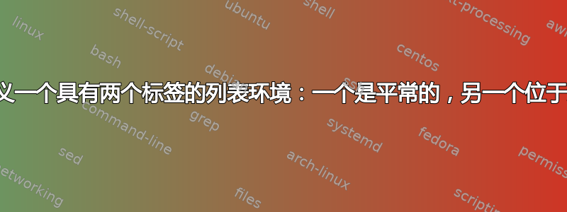 如何定义一个具有两个标签的列表环境：一个是平常的，另一个位于边缘？