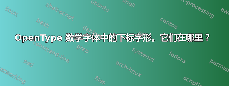 OpenType 数学字体中的下标字形。它们在哪里？