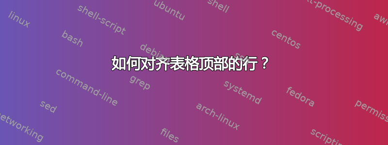 如何对齐表格顶部的行？