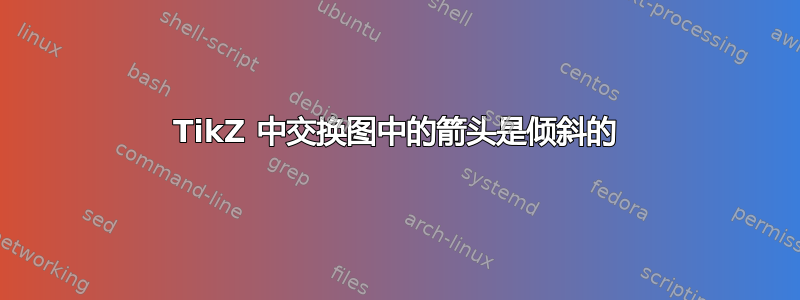 TikZ 中交换图中的箭头是倾斜的