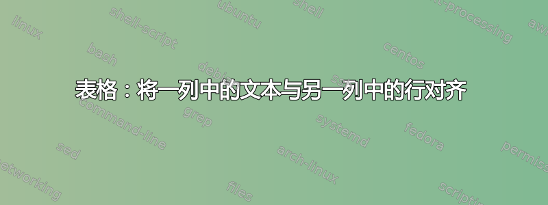 表格：将一列中的文本与另一列中的行对齐