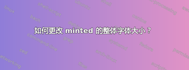 如何更改 minted 的整体字体大小？