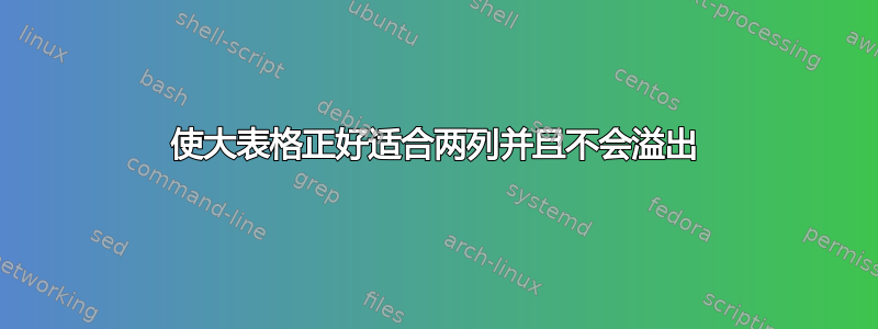 使大表格正好适合两列并且不会溢出