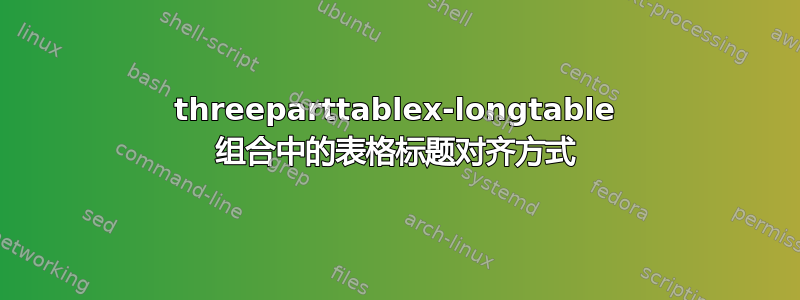 threeparttablex-longtable 组合中的表格标题对齐方式