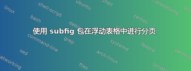 使用 subfig 包在浮动表格中进行分页