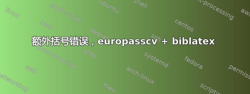 额外括号错误，europasscv + biblatex