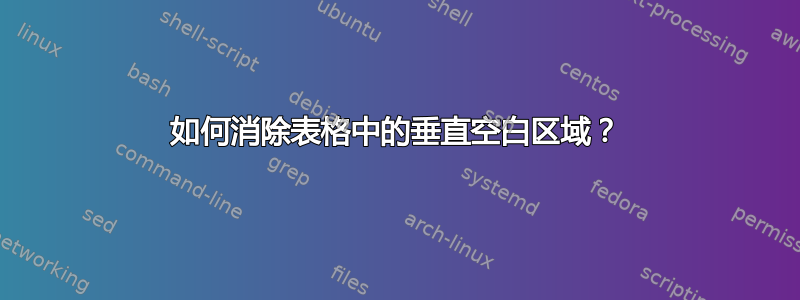 如何消除表格中的垂直空白区域？