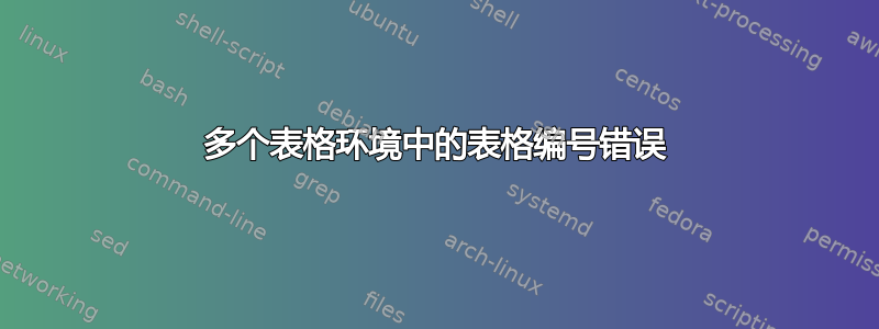 多个表格环境中的表格编号错误