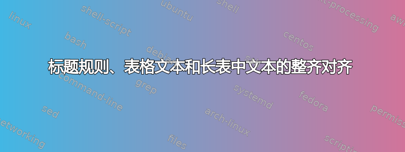 标题规则、表格文本和长表中文本的整齐对齐