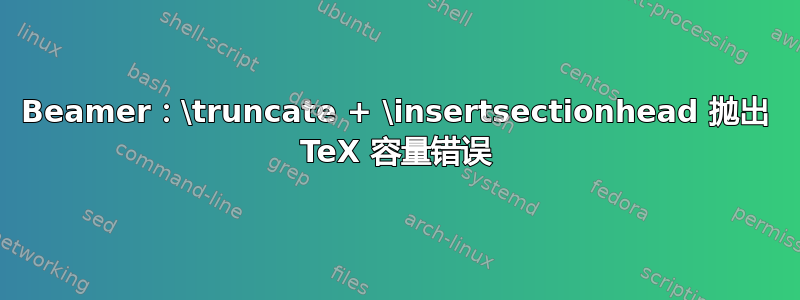 Beamer：\truncate + \insertsectionhead 抛出 TeX 容量错误