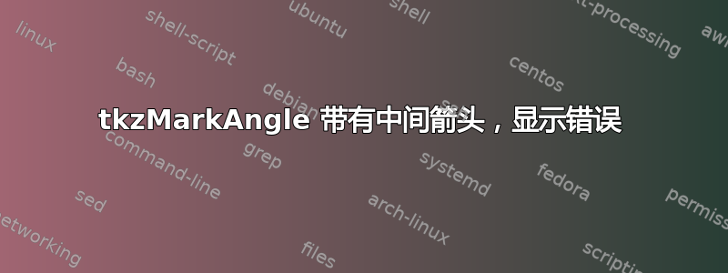 tkzMarkAngle 带有中间箭头，显示错误