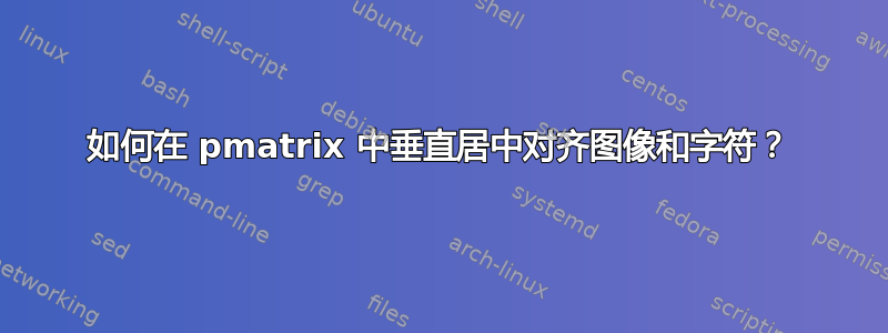 如何在 pmatrix 中垂直居中对齐图像和字符？