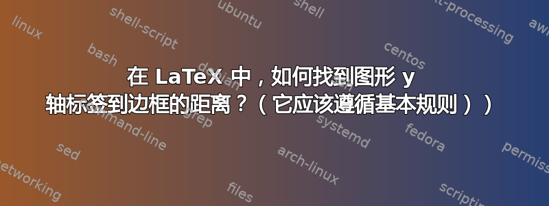 在 LaTeX 中，如何找到图形 y 轴标签到边框的距离？（它应该遵循基本规则））