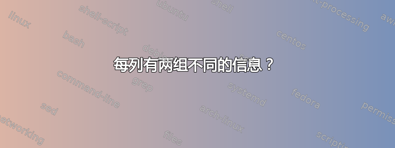 每列有两组不同的信息？