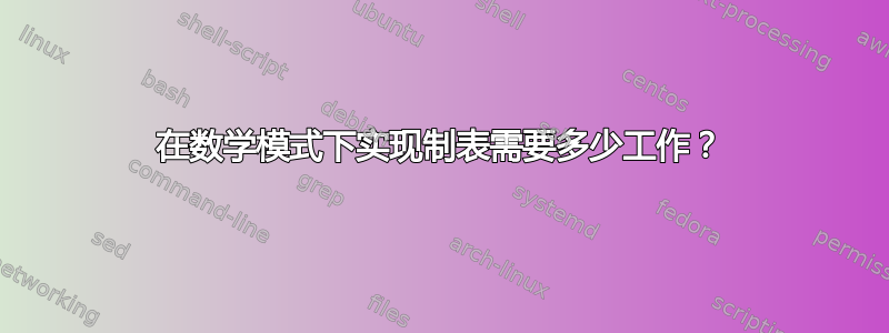 在数学模式下实现制表需要多少工作？