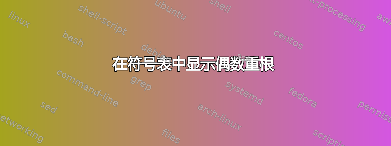 在符号表中显示偶数重根