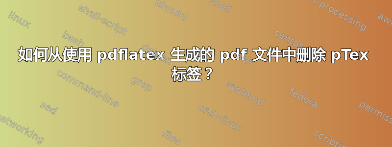 如何从使用 pdflatex 生成的 pdf 文件中删除 pTex 标签？