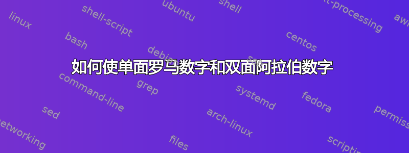 如何使单面罗马数字和双面阿拉伯数字