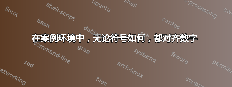 在案例环境中，无论符号如何，都对齐数字