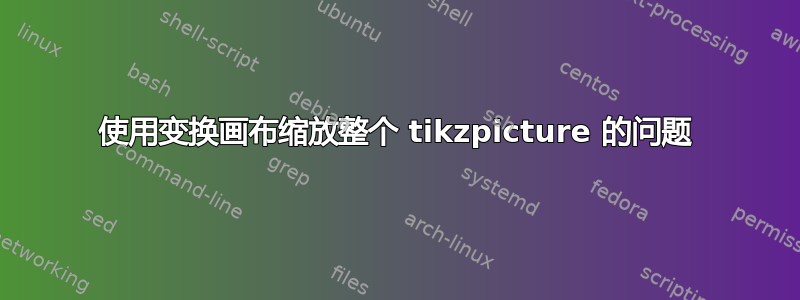 使用变换画布缩放整个 tikzpicture 的问题