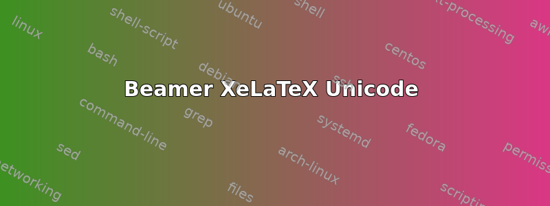 Beamer XeLaTeX Unicode