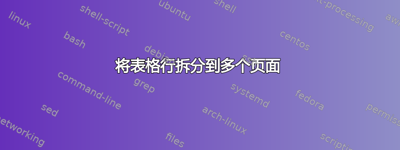 将表格行拆分到多个页面