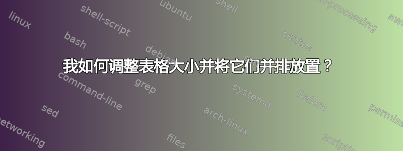 我如何调整表格大小并将它们并排放置？