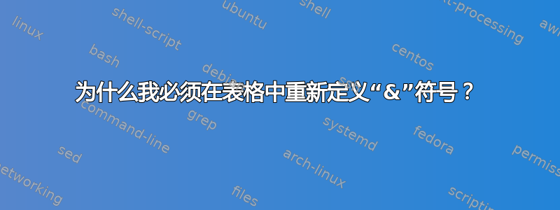 为什么我必须在表格中重新定义“&”符号？