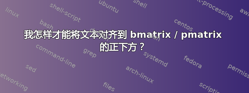 我怎样才能将文本对齐到 bmatrix / pmatrix 的正下方？